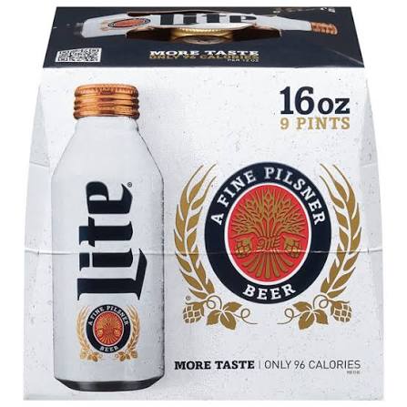 Miller Light Aluminum 16 oz 9 pack